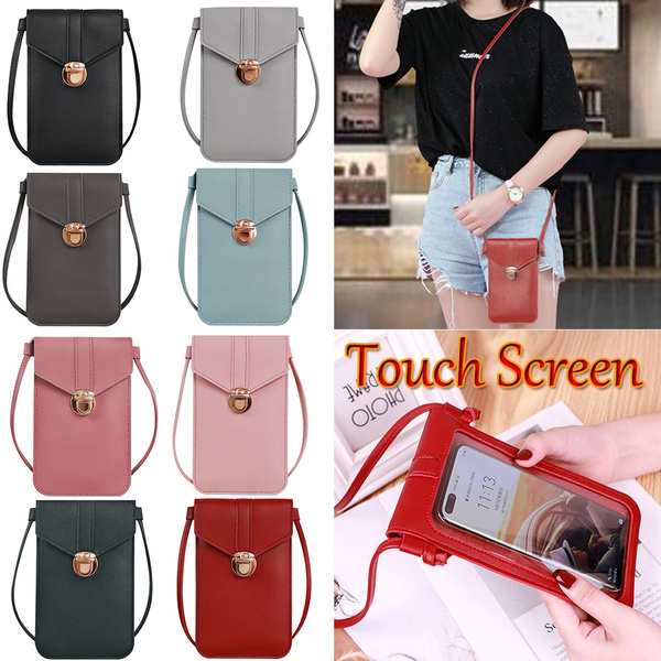 Touch Screen Cell Phone Bag, Mini Pu Leather Crossbody Bag