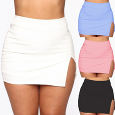 Plus Size, candy color, slitshortskirt, miniskirtwomen