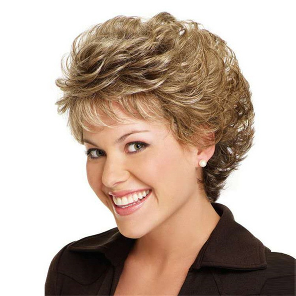 Brown Wigs Short Wavy Curly Cosplay Hair Full Wig Short Curly Hair Wig ...