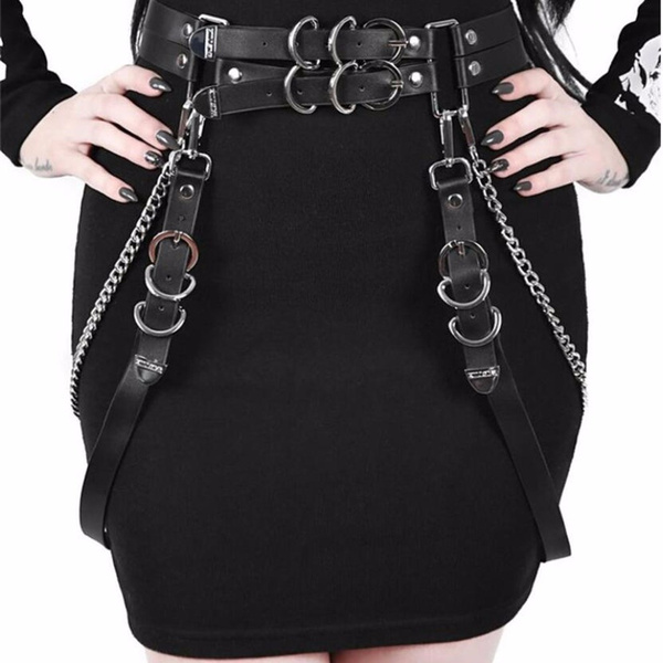 Boho Punk Belt Hip Hop Black Faux Leather O Ring Chain Wrap Belt Gothic Waist Strap Cha1op593 Wish