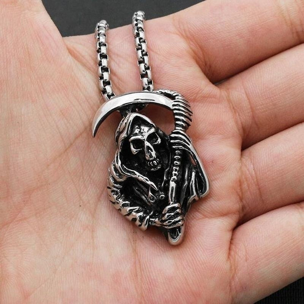 Fashion New Style Cool Grim Reaper Pendant Necklace For Men Wish - Grim Reaper Pendant
