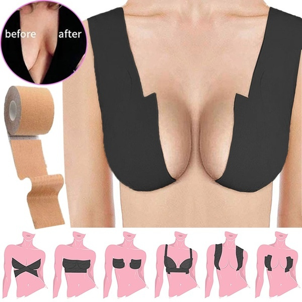 Women Lady Strapless Backless Invisible Bra Push Up Adhesive Lifting Breast Bra 