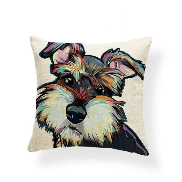 Cute Dog Pillowcase Throw Cotton Linen Pillow Cover Sofa Cushion Cover Home Deco 