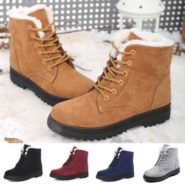 womens flat fur lined ankle boots