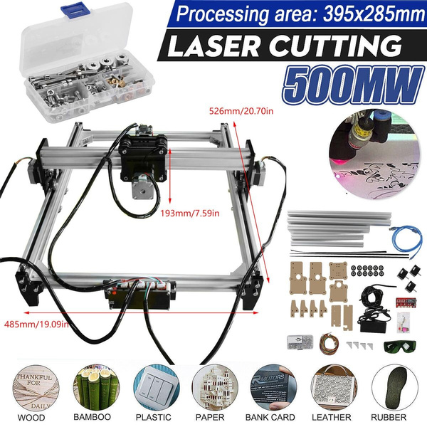 DIY Mini Laser Engraving Cutting Machine Desktop Printer Kit Adjustable 500MW 