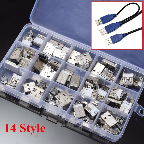 82pcs 14 Style USB Male Female Mini USB SMD Vertical Socket Connector For DIY ！ 