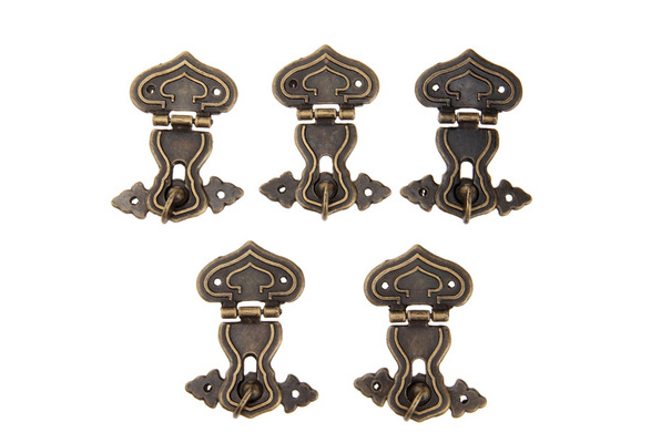 KHJK Safe Durable 1Pc 63x47mm Antique Metal Lock Decorative Hasps Hook Gift Wooden Jewelry Box Padlock with Screws Vintage Furniture Hardware KHJK Safe Durable 1Pc 63x47mm Antique Metal Lock Decorative Hasps Hook Gift Wooden Jewelry Box Padlock with Screws Vintage Furniture Hardware
