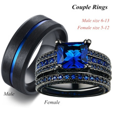 blackgoldring, 8MM, Engagement Wedding Ring Set, wedding ring