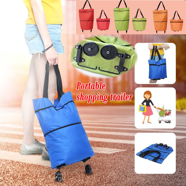 Shopping Trolley Bag Portable Oxford Foldable Tote Bag Shopping Cart
