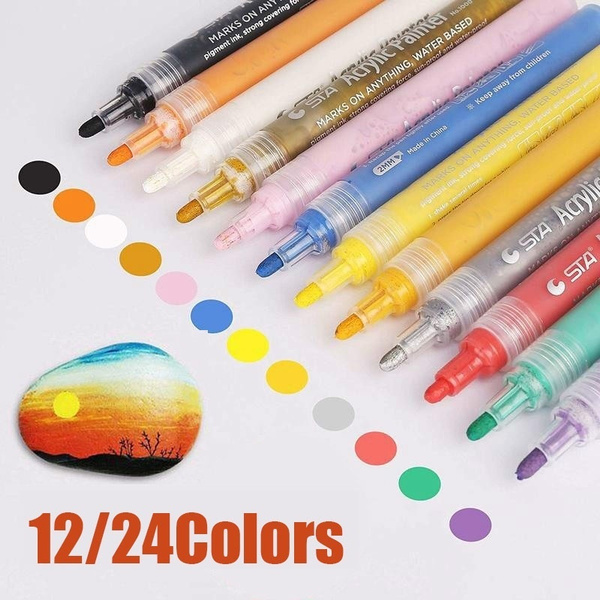 12 Colors Marker Pens DIY Craft Scrapbook Card Rock Painting Pens