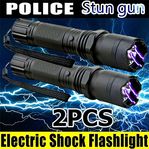 2pcs Electric Shock Flashlight Mini Stun Gun Torch Emergency Rechargeable Flashlight Electric 