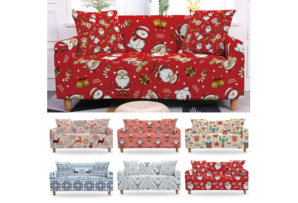 Christmas Stretch Chair Sofa Cover 1-4 Seater Couch Elastic Slipcover Protector 