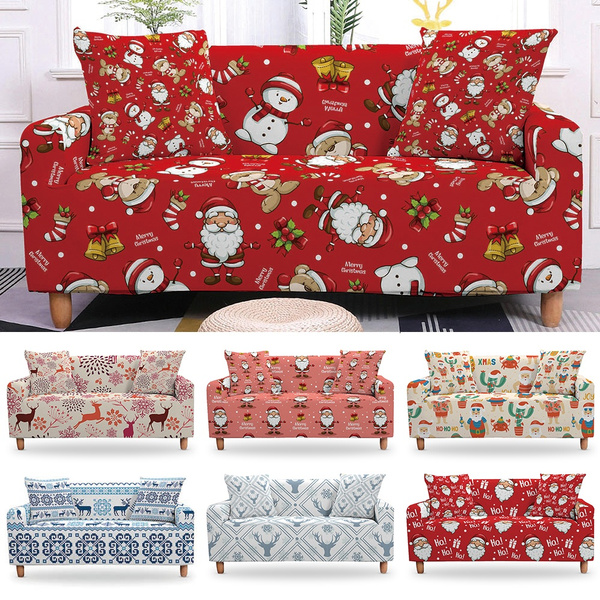 Christmas Decor Sofa Cover Sectional Sofa Covers Santa Claus Couch Cover Elastic Sofa Cover Stretch Sofa Cover Armchair Slipcovers Loveseat Cover Sofa Protector Cover 1 2 3 4 Seaters Wish