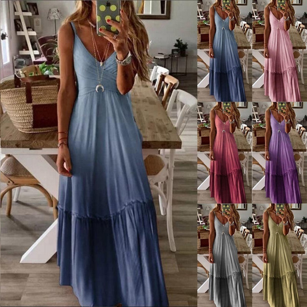 KUDICO Plus Size Maxi Dress for Women Summer 2022 Dress Oversized V Neck Sleeveless Sundress Flowy Elegant Dresses 