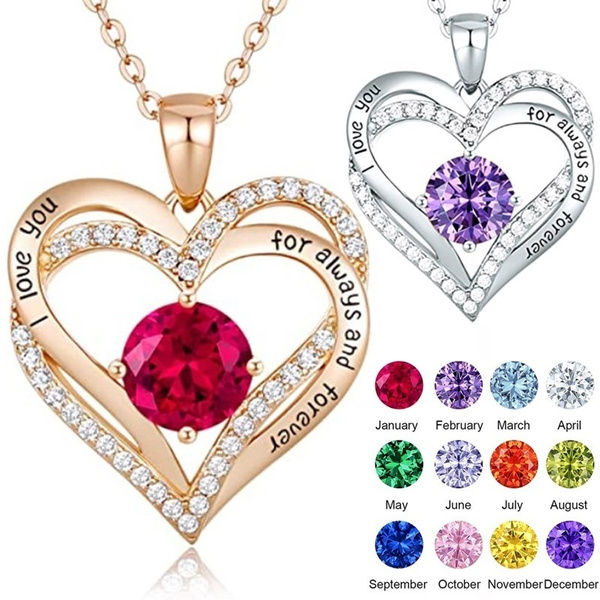 diamond heart necklace with birthstones