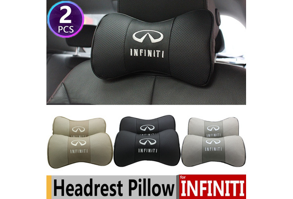 $31.82 Cool LV Flower 2pcs Genuine Leather Car Neck Pillows Support  Headrest - Coffee