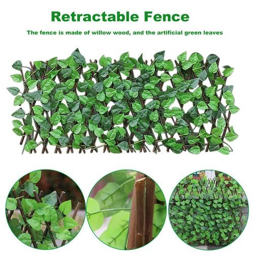 Expanding Trellis Artificial Plant Garden Wall Leaf Wood Fence UV Protected 