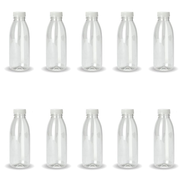 10x 500ml PET Juice Bottles Empty Plastic Recyclable Clear 38 Tamper Evident Cap 