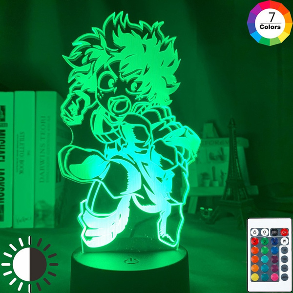 My Hero Decoration Led Midoriya Wish 3d Lamp Academia Night Cool | Light Izuku Birthday for Bedroom Gift Figure Nightlight Kids Lamp