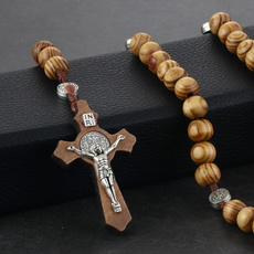 woodbeadnecklace, Christian, Cross necklace, Cross Pendant