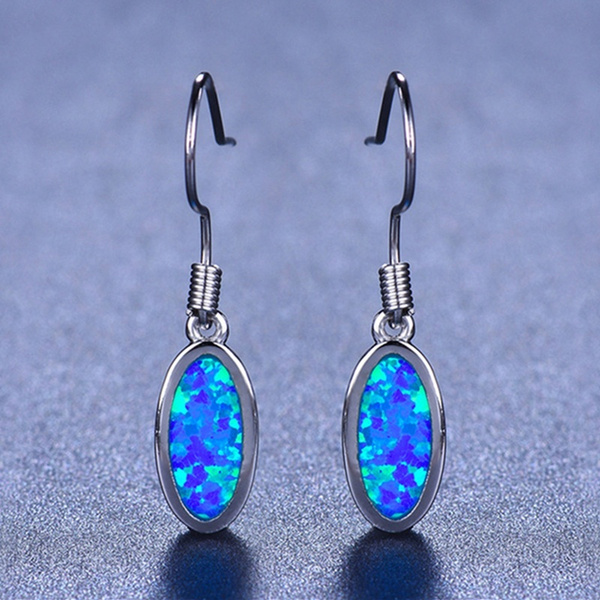Elegant Blue Opal & Silver Earrings – The Russian Store