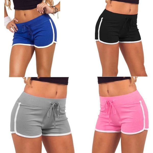 Women Ladies Pants Gym Yoga Mini Shorts Striped Dance Sport Fitness Stretch 6-QA 