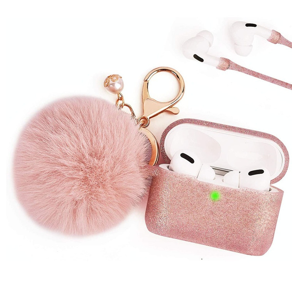 Airpod Pro Case Cover for Apple AirPods Pro Wireless Charging Case Cute Air Pods 3 Silicone Protective Accessories Keychain Pompom Strap Best Gift