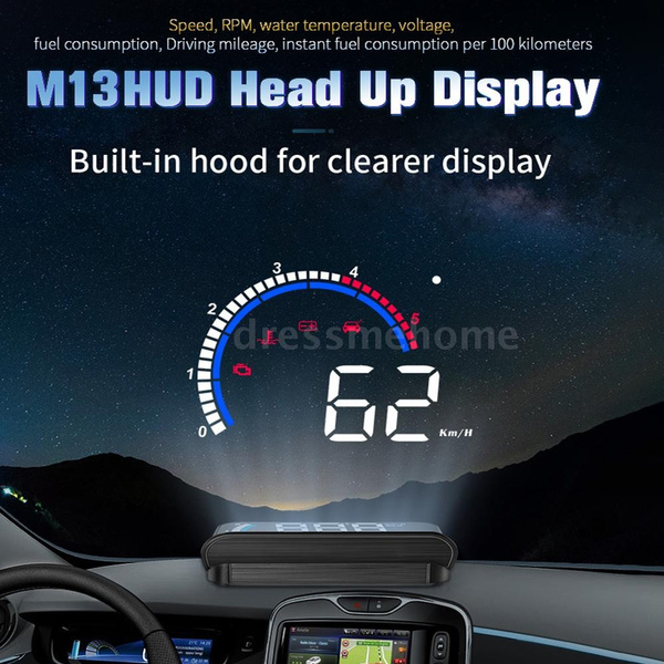 Car HUD Head Up Display OBD2 Speed Warning System Fuel Consumption 