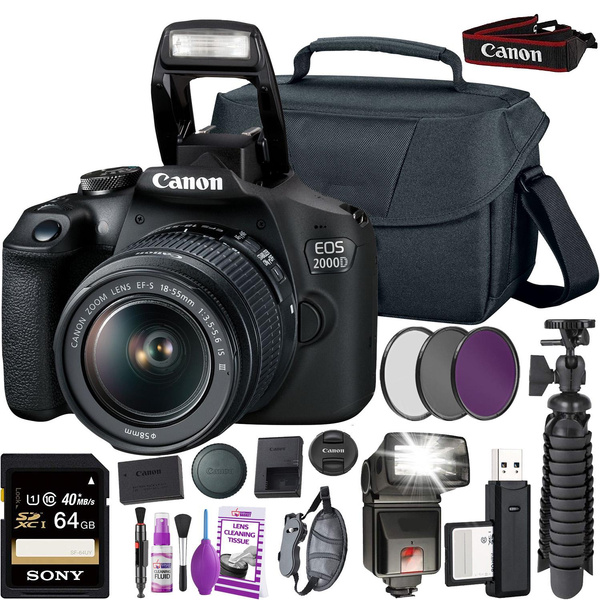  Canon EOS 2000D (Rebel T7) DSLR Camera with 18-55mm f