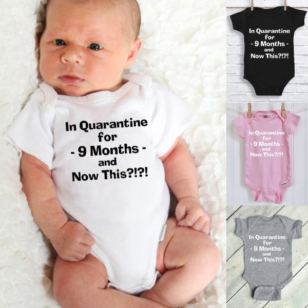 4 Colors Newborn Baby Letter Printed Onesie Romper In Quarantine for 9 ...