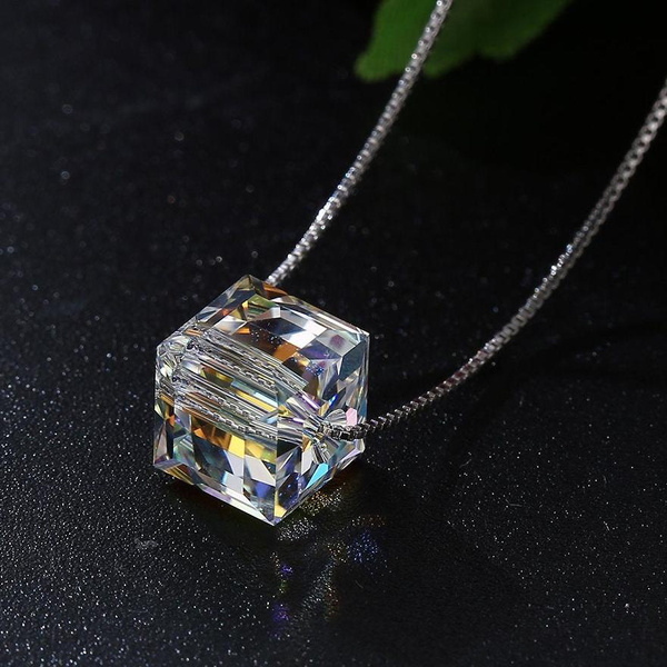 Swarovski crystal 2025 cube necklace