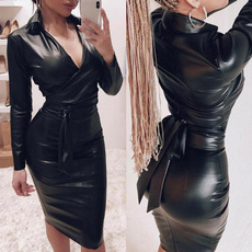 leather dress, clubwear, Sleeve, leather