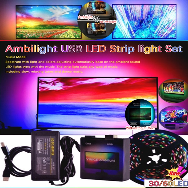Ambilight DIY HDTV TV Desktop PC Screen USB LED-Streifen Set Backlight WS281 Neu 