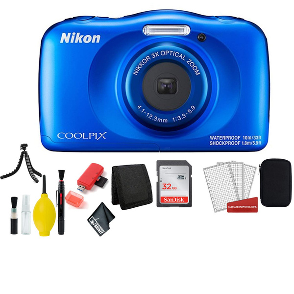 Nikon Coolpix W150 Wi-Fi Digital Camera (Blue) 13.2 MP Bundle(Intl