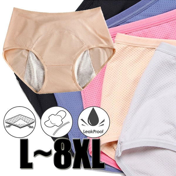 Women Underwear Breathable Mid-Waist Menstrual Knickers Cotton