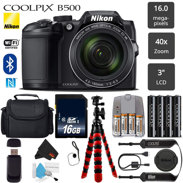 Nikon COOLPIX B500 Digital Camera (Black)(Intl Model) 16MP 40x