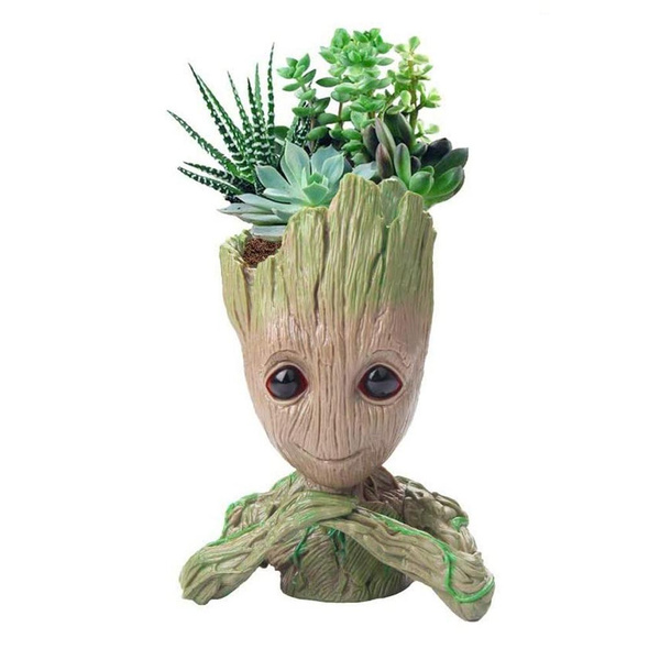 Boxod Treeman Baby Groot Succulent Flower Pot With Hole Pen Holder Wish