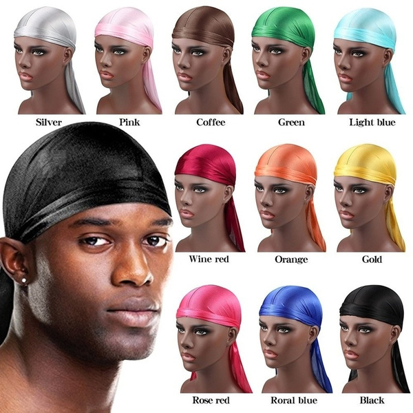 Silver and light blue durag