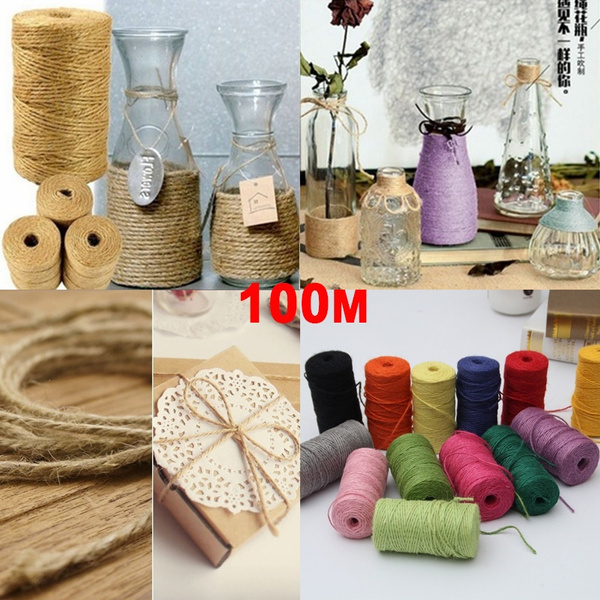 Jute Twine 100M Natural Sisal 2mm Rustic Tags Wrap Wedding Decoration  Crafts Twisted Rope String Cord Events Party Supplies