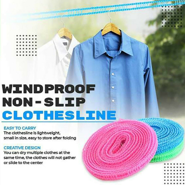 Windproof Non-Slip Clothesline Indoor Outdoor Clothes line Portable Travel Clot 