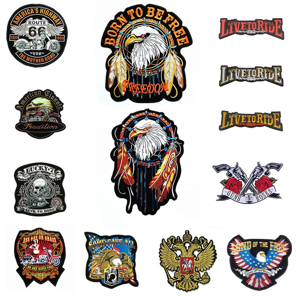 Punk Biker Patch Iron On Embroidery Patches On Clothes Big Pacthes