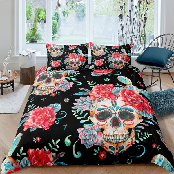 Skull Flower Twin/Full/Queen/King Size Bed Duvet/Quilt Cover Set Bedding Sets 