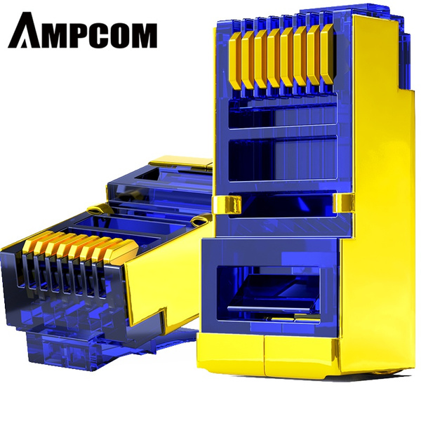 Amp Rj45 Connector AMPCOM Shielded RJ45 CAT6 Connector Modular Plug Connector 8P8C Crimp ...