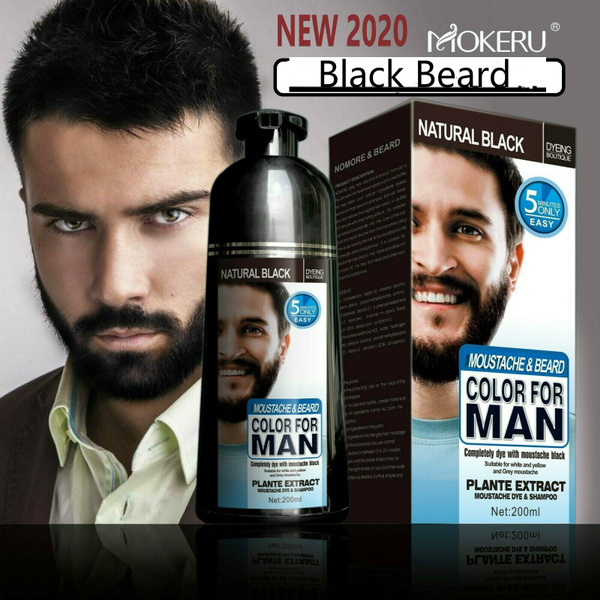 Black Beard Permanente Haarverf Shampoo Natural 200ml Baardverf Men Grey |
