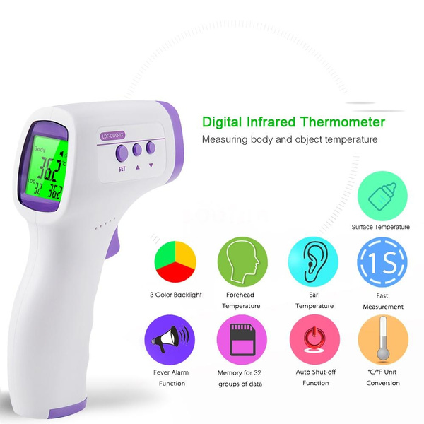 Digital Infrared Thermometer 3-Color LCD Backlight °C/℉ Memory