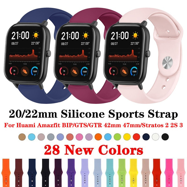 22mm Silicone Watchband Strap For Xiaomi Huami Amazfit Gts Gtr 42mm 47mm Bip Lite Stratos 2 2s 3 Pace Smart Watch Band Bracelet Sport Replacement Wristband Wish