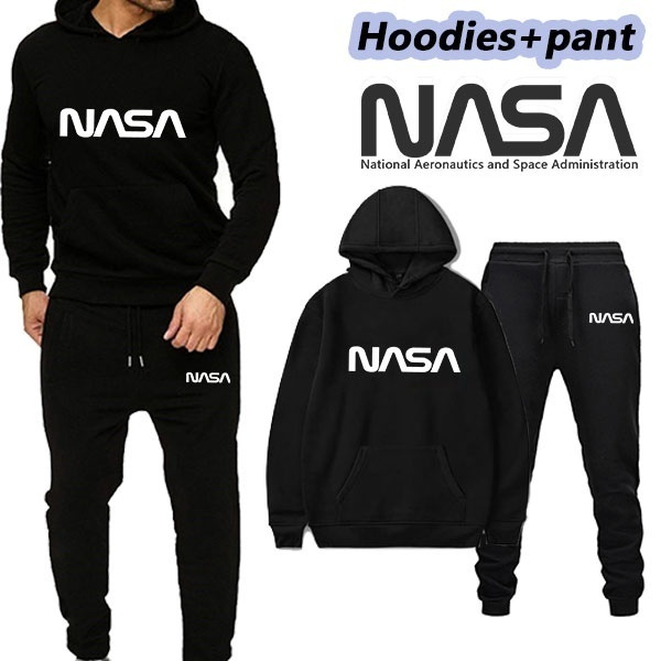 NASA Hoodie Men s Casual Tracksuit Hoodies Pant Two Set Sweatsuits Jogging Suits Athletic Sports Casual Hooded Sweater