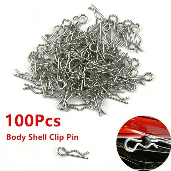 100Pcs Metal Body Shell Clips Buckles For 1/16 HSP Traxxas RC Car Truck Parts ^ 