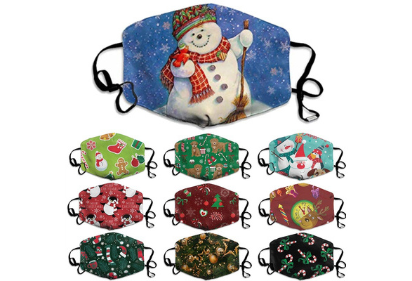 Christmas Mask Unisex Face Masks Snowman Snowflakes Print Mask Washable Breathable Mask Festival Mask Reusable Wish