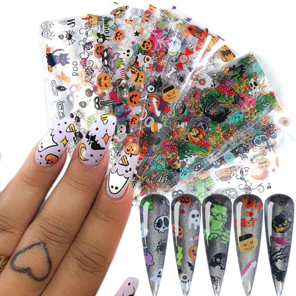 12Pcs Halloween Nail Art Stickers Water Transfer Nail Decals, Halloween  Pumpkin Skull Spider Web Ghost Nail Designs Sliders Cartoon Stickers Autumn  Water Decals Manicure Accessories for Women - Yahoo Shopping